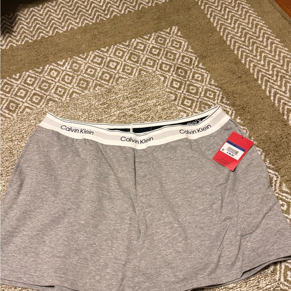 Calvin Klein Gray Logo Waistband Athletic Lounge Shorts